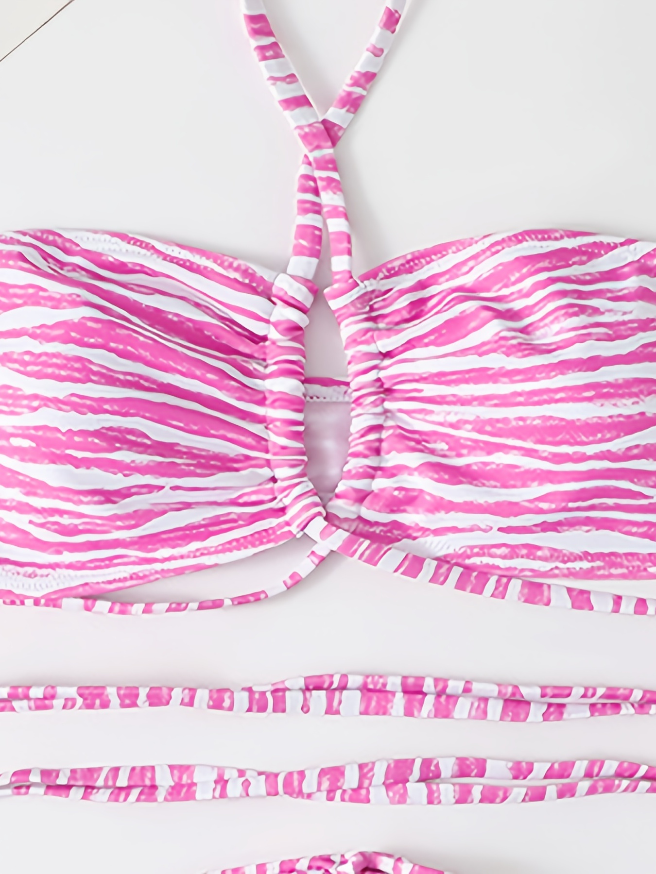 Tie-front Bralette - Pink/zebra patterned - Ladies