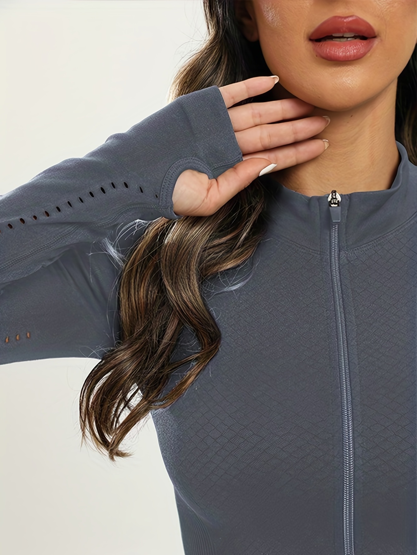 ALO Yoga Coolfit Long Sleeve Women's Black Gray Full Zip Jacket Sz Large