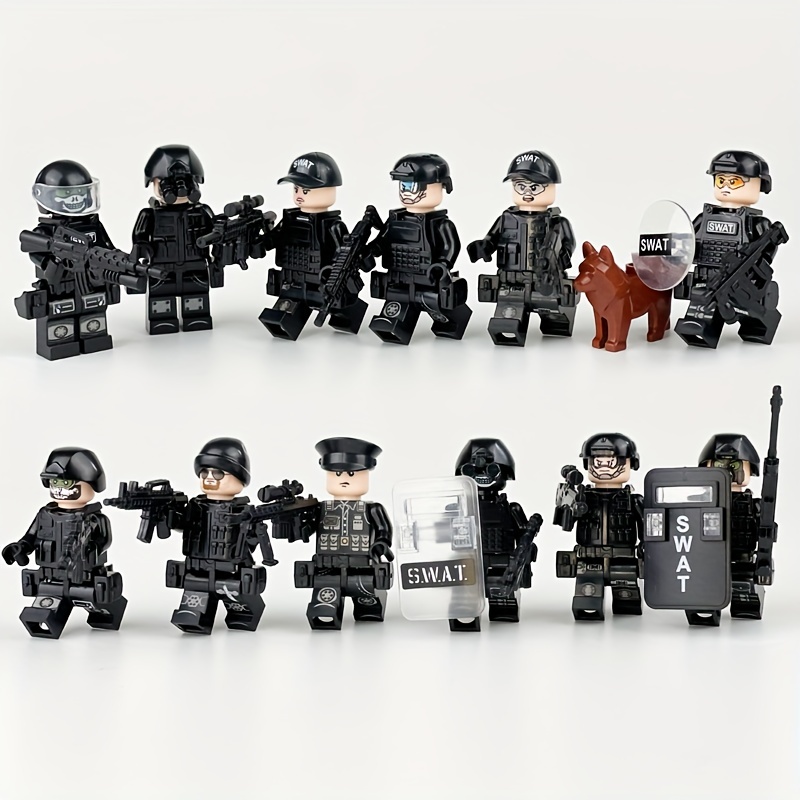 12pcs Armed Police Minifigures Building Blocks Toy Gifts For Boys & Girls