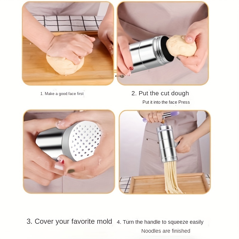 Stainless Steel Manual Noodles Press with 3 Moulds