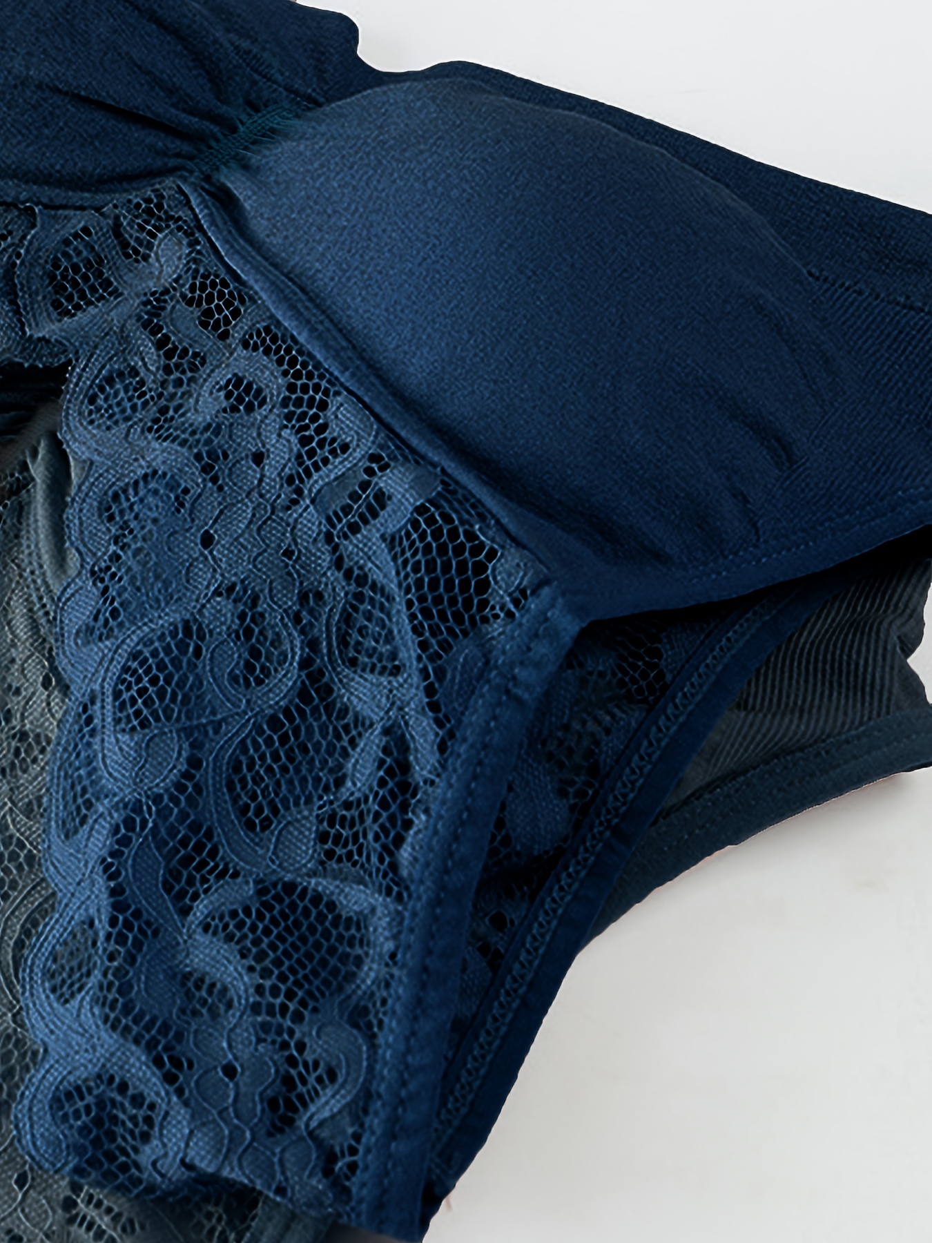 Women's Elegant Bra Plus Size Contrast Lace Seamless Padded - Temu