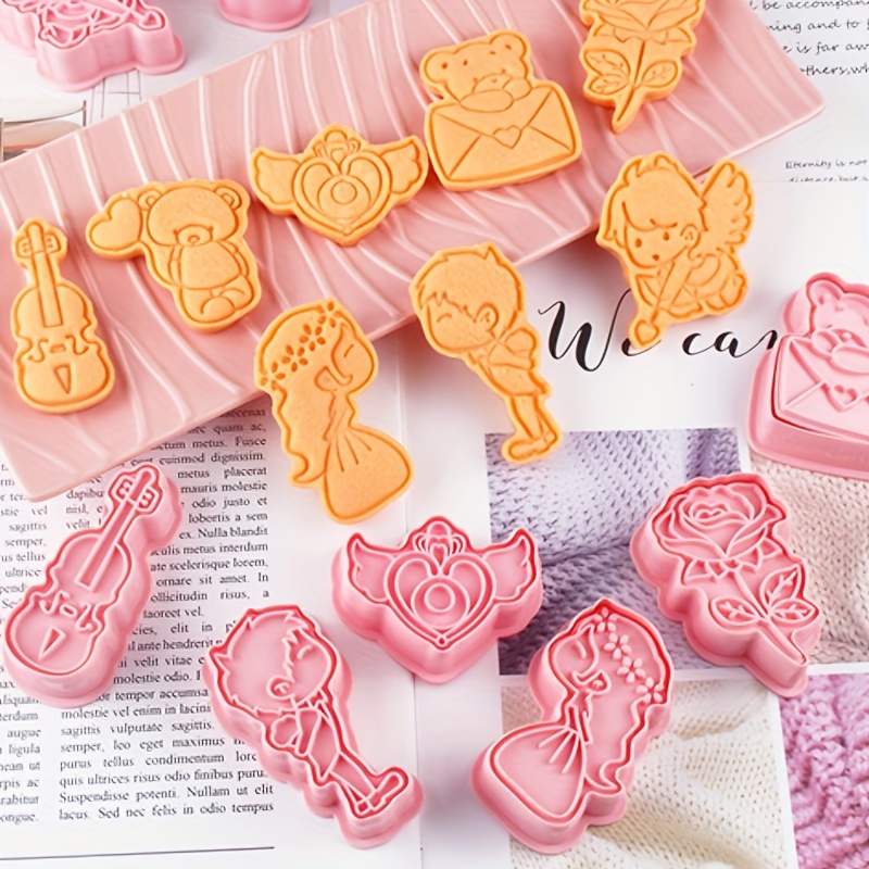 Valentine's Day Cookie Cutters And Stamps 3d Style - Temu