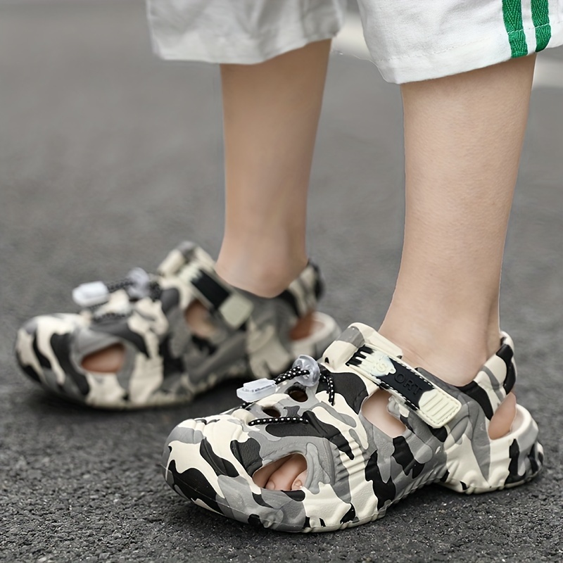 Boys Sports Sandals Camouflage Casual Hook And Loop Fastener Temu