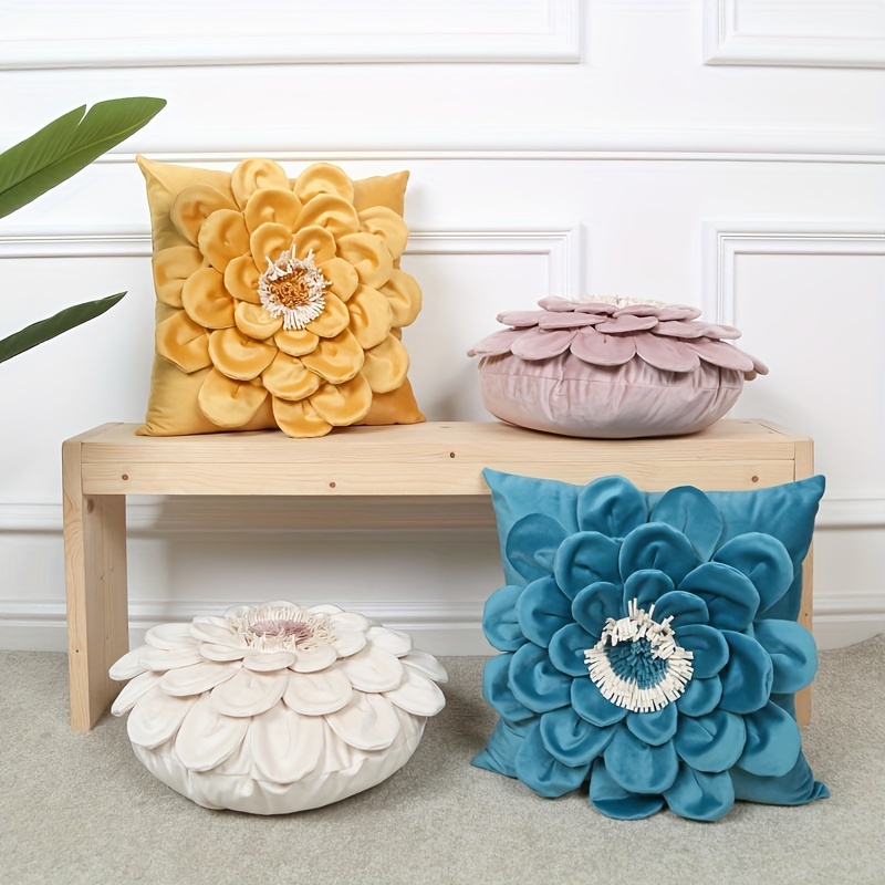 Flower Pillowcase 3d Decorative Daisy Flower Round Pillow - Temu