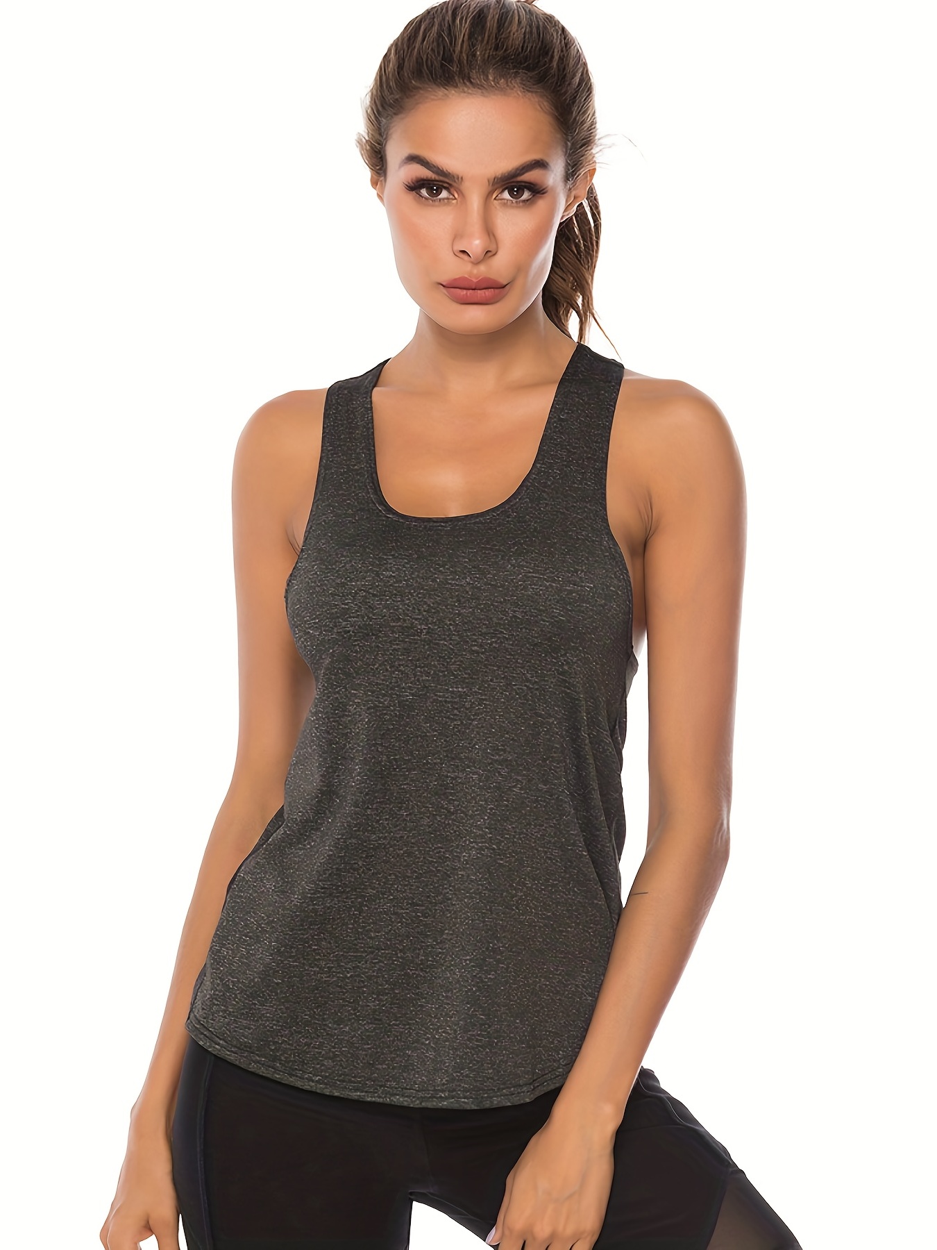Send Noods Women's Fashion Sleeveless Muscle Workout Yoga Tank Top Charcoal  Grey Small