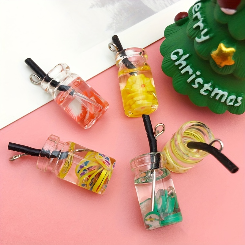 10pcs/pack Water Bottle Resin Charms Mini Bottles Charm Pendants Jewelry  Making