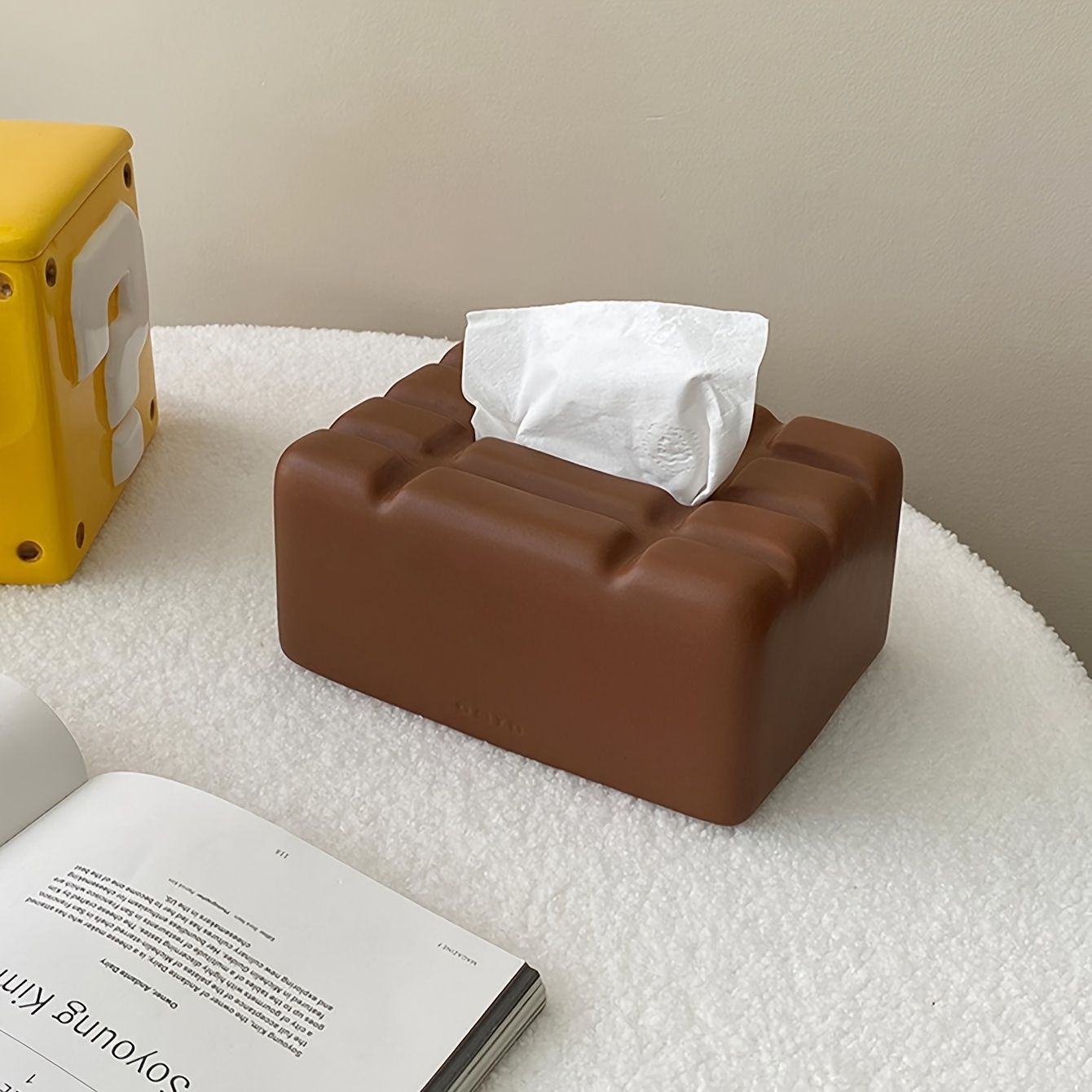 1pc Chocolate Design Ceramic Tissue Box, Tissue Box Cover, Napkin Dispenser  Container, Cute Household Tissue Holder, Tissue Storage Box For Vanity Cou