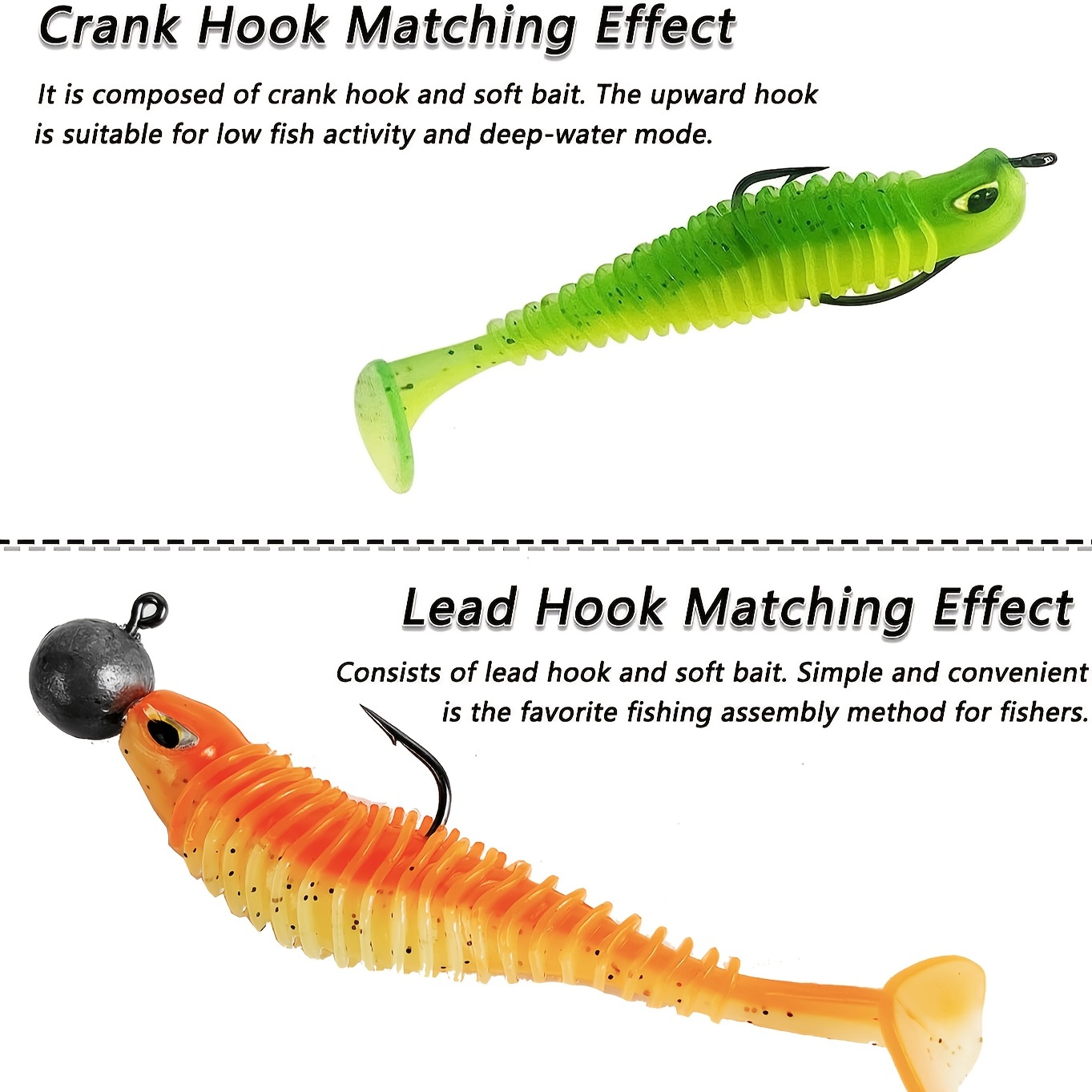 Soft Fishing Lures, 6.5cm/8cm Paddle Tail Swimbaits Soft Plastic Lures Kit  for Bass Trout Walleye Crappie 30pcs/40pcs…