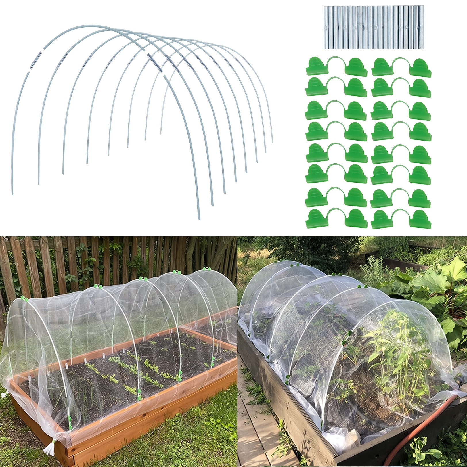 

25pcs Rust-free Fiberglass Garden Support Hoops - Diy 1.4-2.5ft Wide Grow Tunnel For Fabric & Plant Support Garden Stakes