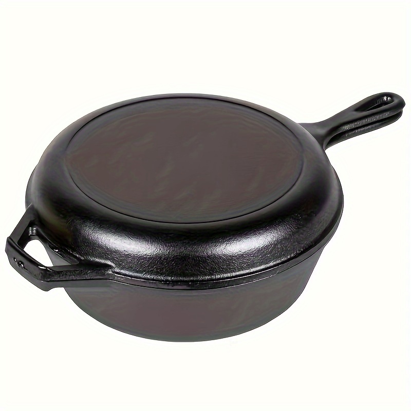 1pc cast iron   pretreated cast iron stew pans cast iron frying pans non stick with heat resistant handles black details 2