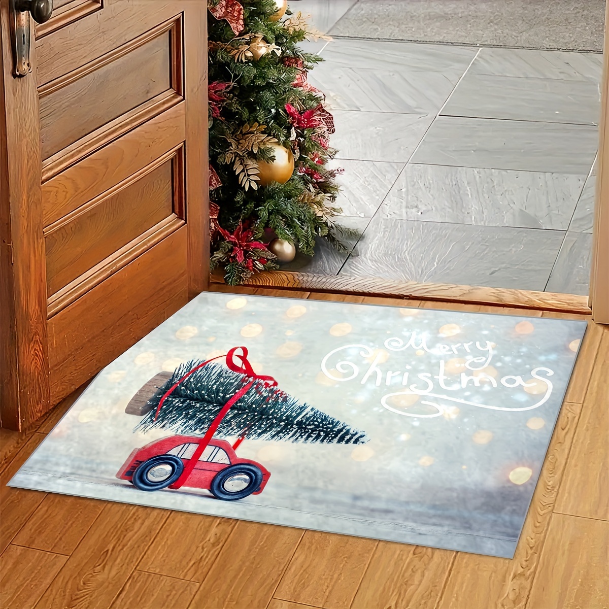 Christmas Door Mat Indoor Outdoor Non Slip Snow And Xmas Car Entryway Mat  Washable Entrance Door Mats Floor Carpet For Front Door Decor - Temu