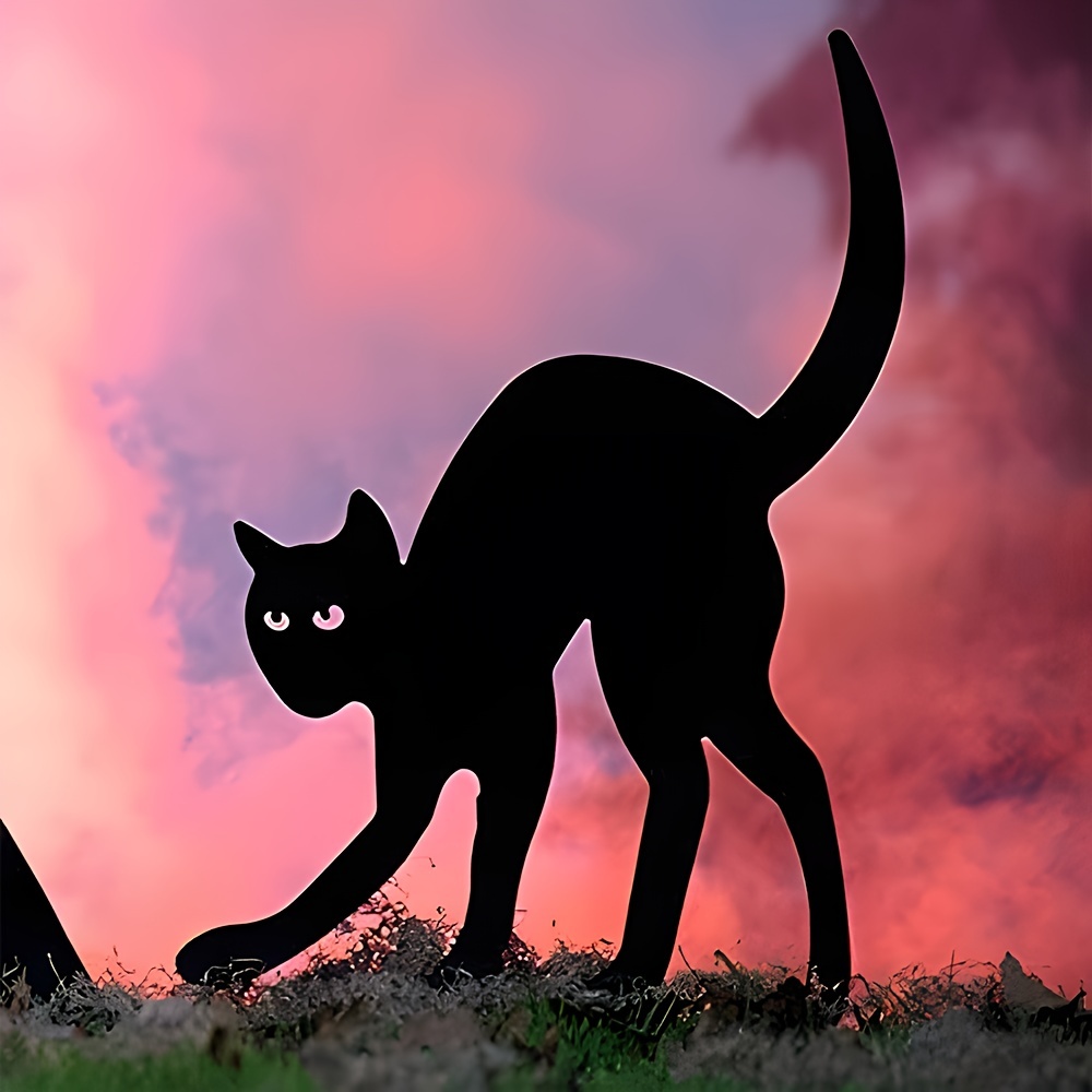 Estatua de gato mágico de Halloween, escultura de gato negro de diablo de  resina, estatuilla de jardín al aire libre, resina de césped, regalo de  decoración de Halloween de escritorio (C)