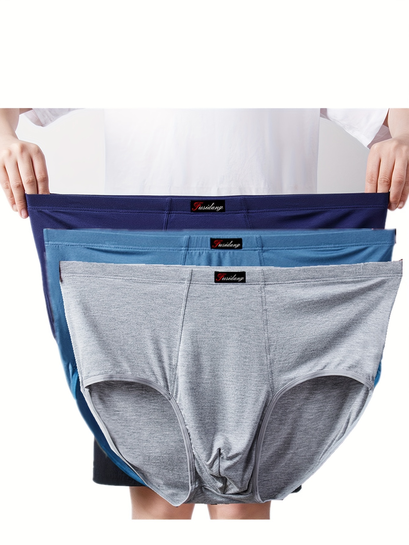 Plus Size Cotton Crotch Briefs Elastic Waist Fit Men Underwear