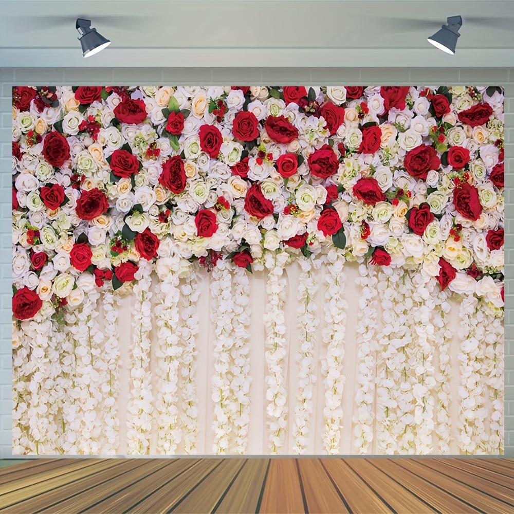 

1pc, Floral Background Photography Studio Props, Vinyl Bridal Shower Valentine's Day Photos Wedding Party Decoration Supplies Prom Banner 82.6x59.0 Inch/94.4x70.8 Inch