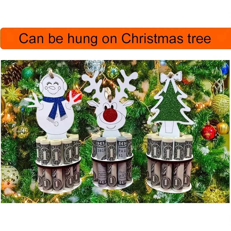 LiLuBuy Unique Christmas Money Support, Handmade Wooden Christmas Tree,  Reindeer, Snowman Money Support, Christmas Table Decorations, Interesting  Gift Ideas For Family And Friends 