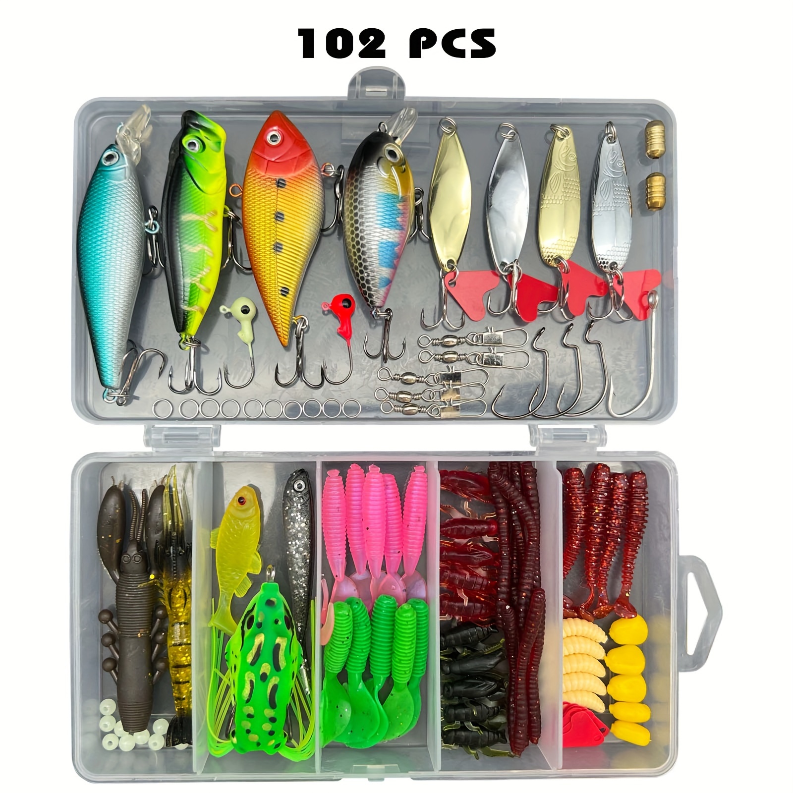 Fishing Lure Tackle Kit Storage Box Including Artificial - Temu