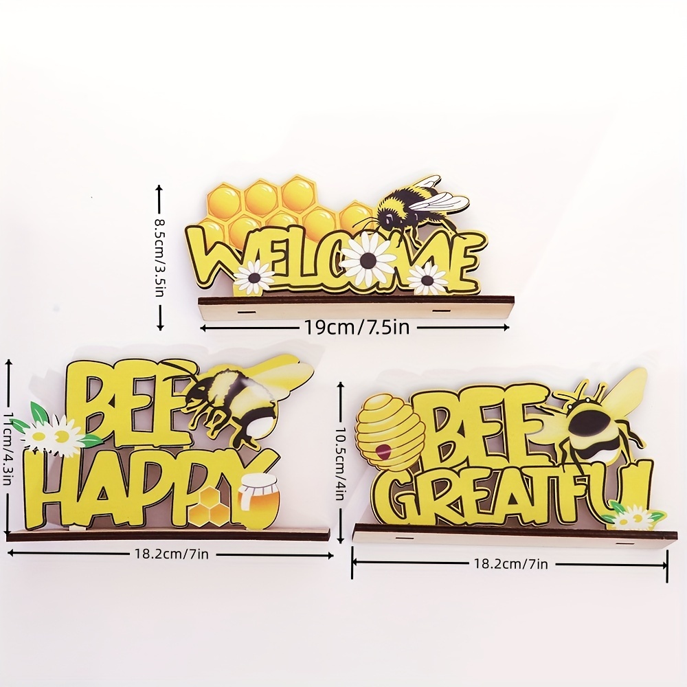 Summer Bee Themed Wooden Centerpieces - Honeycomb Decor Ornaments