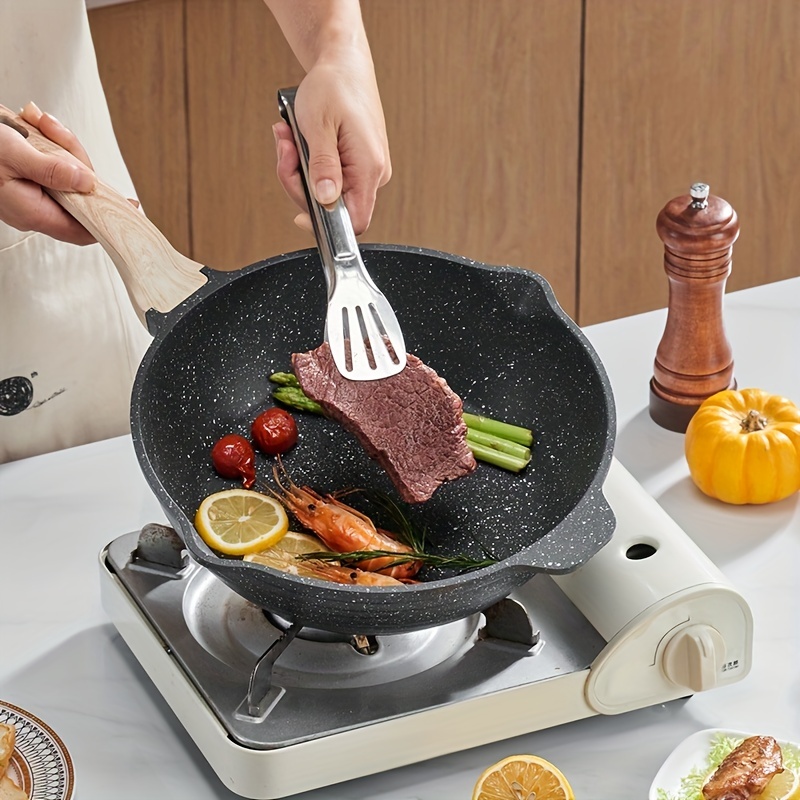 Carote Nonstick Deep Frying Pan,Deep Skillet Stone Cookware Granite Coating  from Switzerland,11-Inch,Black