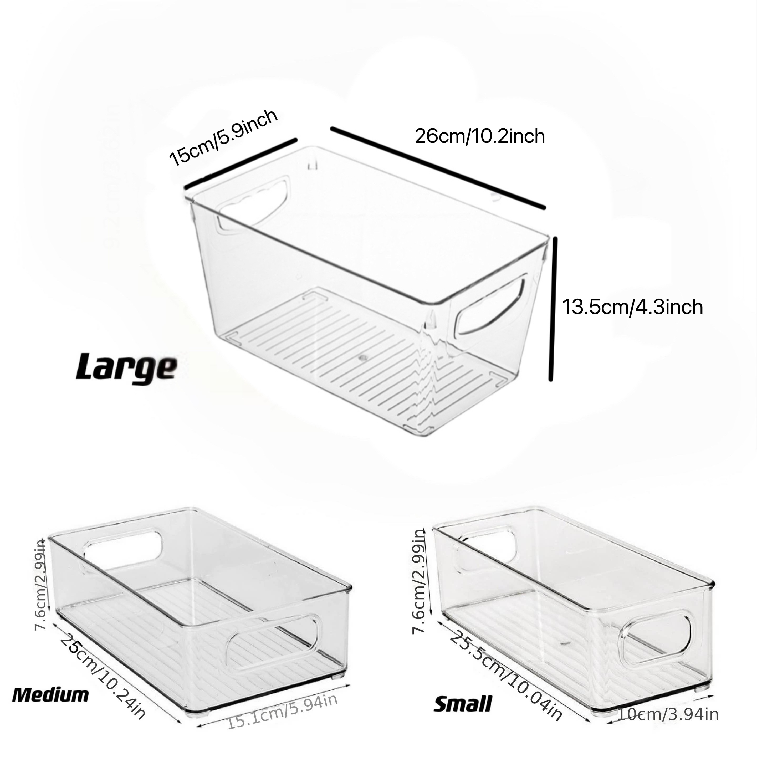 6 PCS Fridge Storage Bins - Stackable Plastic Drawers (White)