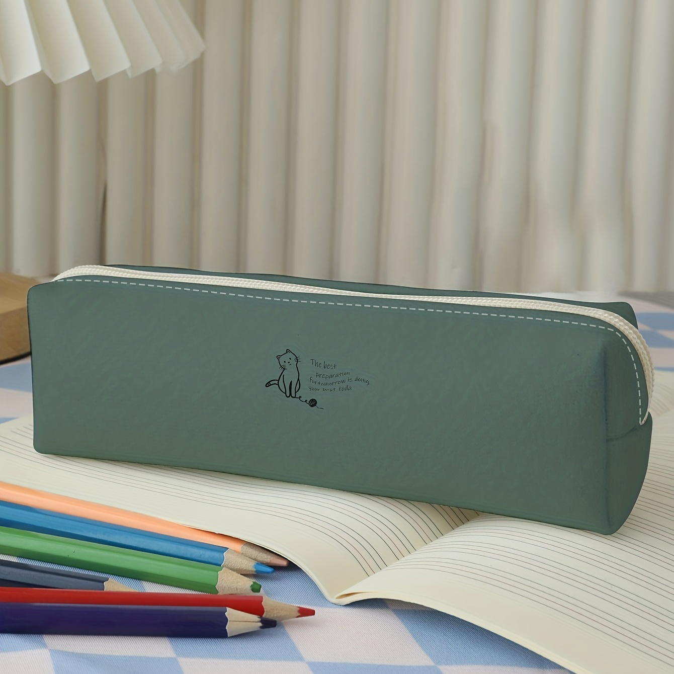 1pc Simple Green Pencil Case