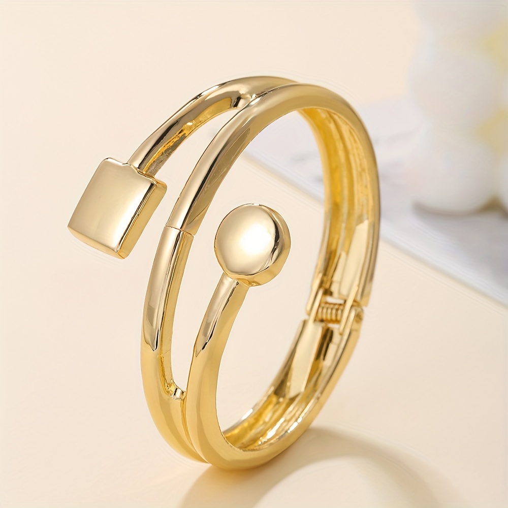 Bracelet Ouvert En Or Plaqué Pour Femme - Style Boho Et Chunky - Idéal Pour Un Look Décontracté