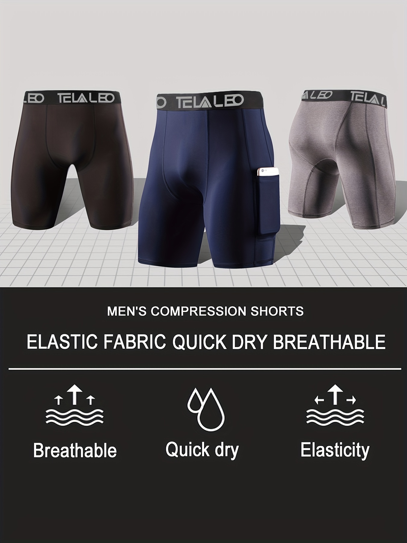 5 PACK:Men Compression Shorts Quick Dry Performance Athletic Underwear  Sport Gym