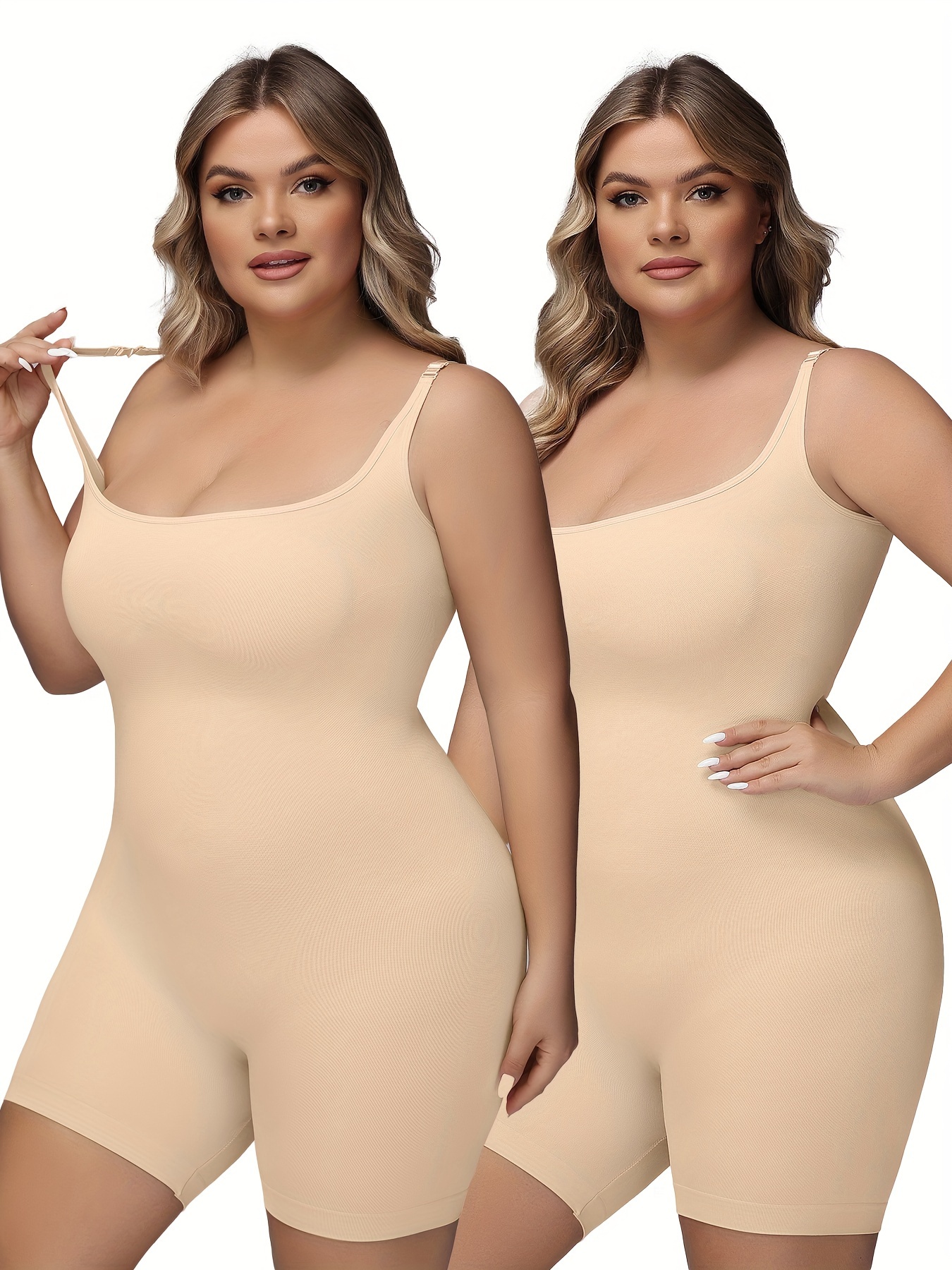 Women's Simple Shapewear Bodysuit, Plus Size Solid Seamless Tummy Control  Slimming Cami Body Shaper, Check Out Today's Deals Now