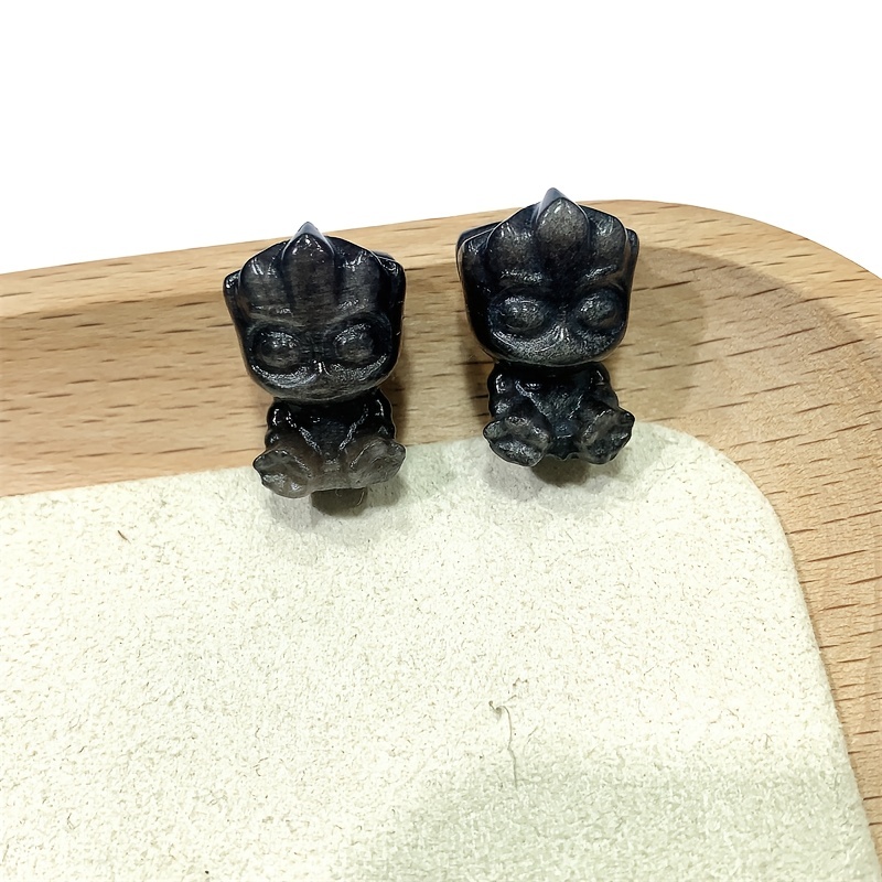 1pc Obsidian Tree Groot Carved Ornament Healing Crystal