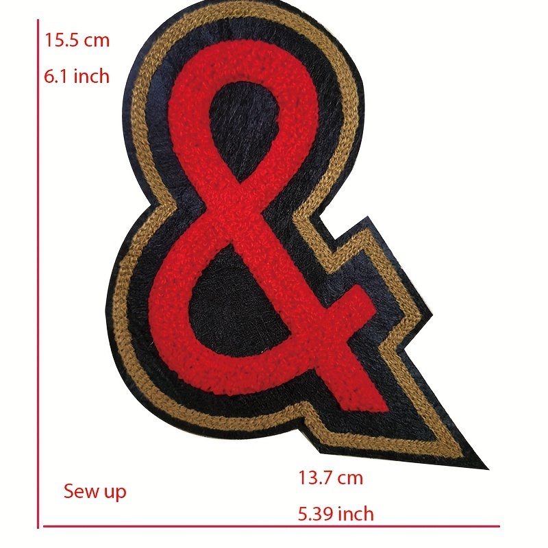 LARGE Gold / Black Letter Patch Patches Iron on / Sew on Alphabet