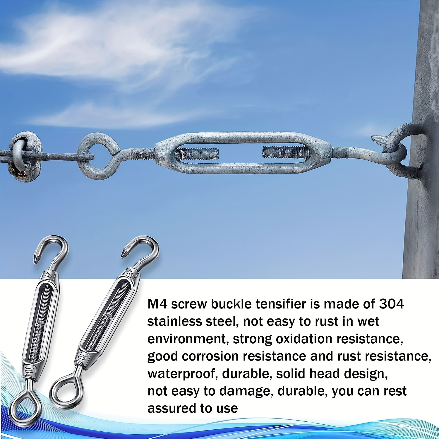 Turnbuckle Wire Tensioner M4 Stainless Steel Hook Eye Rope - Temu