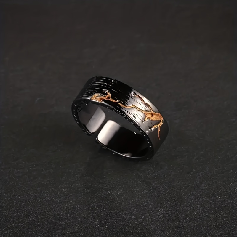 1pc alloy ring black personality ring trendy mens retro Temu
