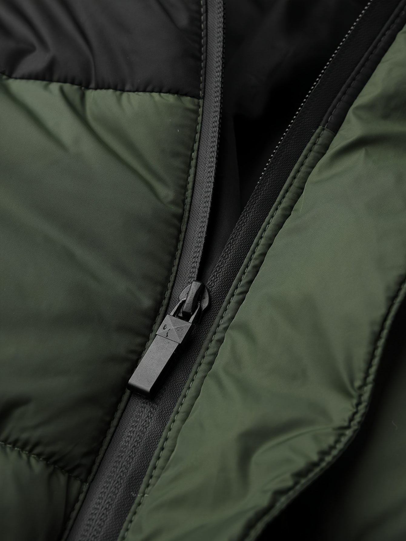 mens casual color block padded jacket for fall winter army green 2