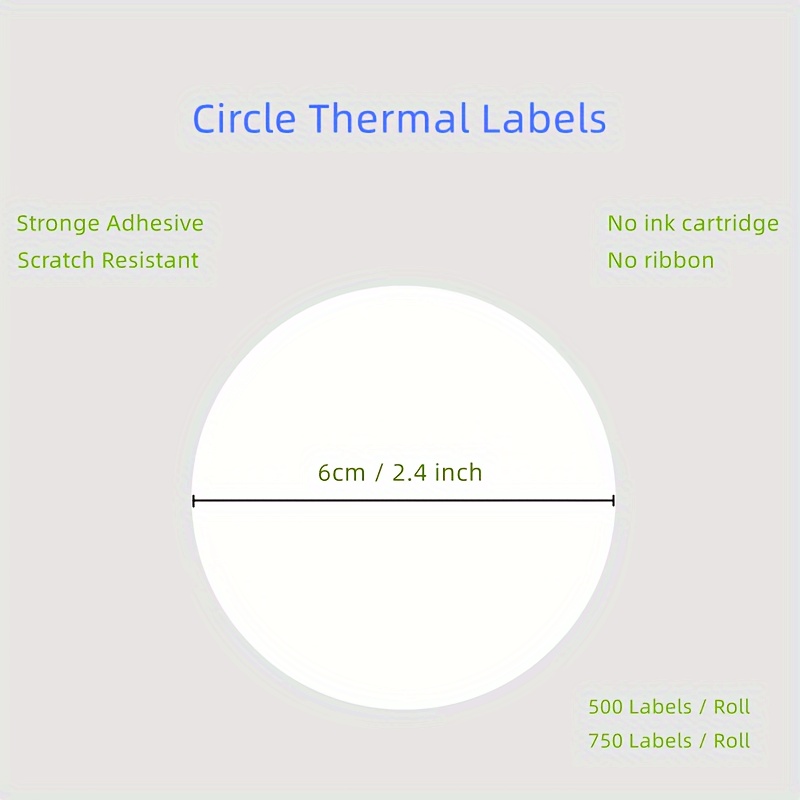 TEMU Ronde thermische stickerlabels, zelfklevende ronde direct-thermische etiketten, multifunctionele rol thermische stickers voor zakelijk gebruik