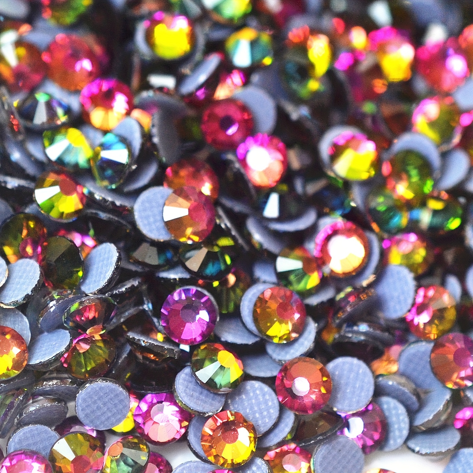 1440pcs Hot-Fix Iron-On Flat-Back Beads Rhinestones Rainbow Colorful SS16  4mm