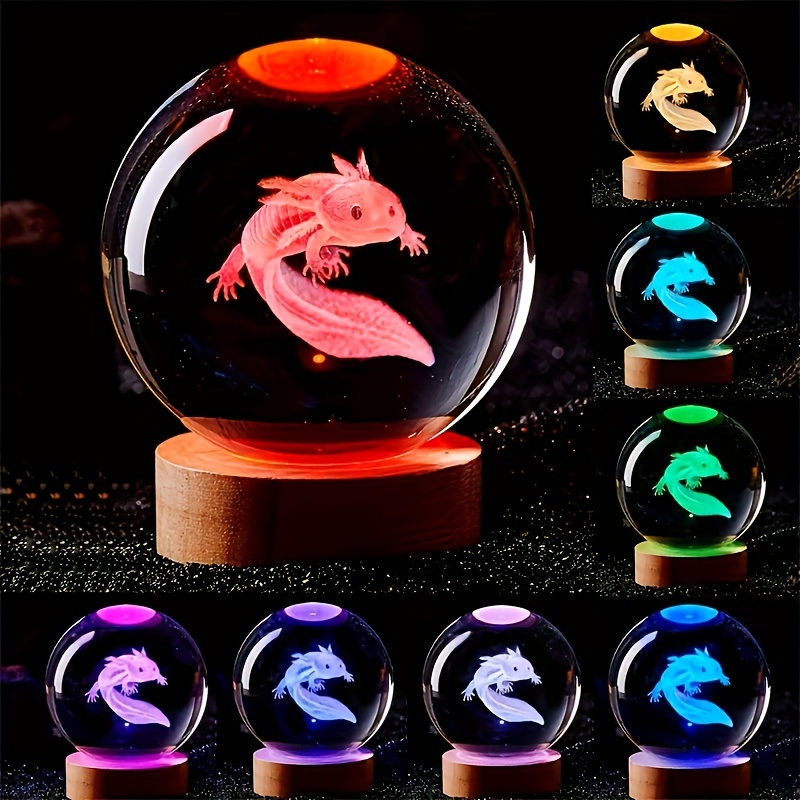 Luminous Led Crystal Ball Lamp Romantic Starry Sky Night Light Bedside  Atmosphere Light With Wooden Base Room Decor Gift
