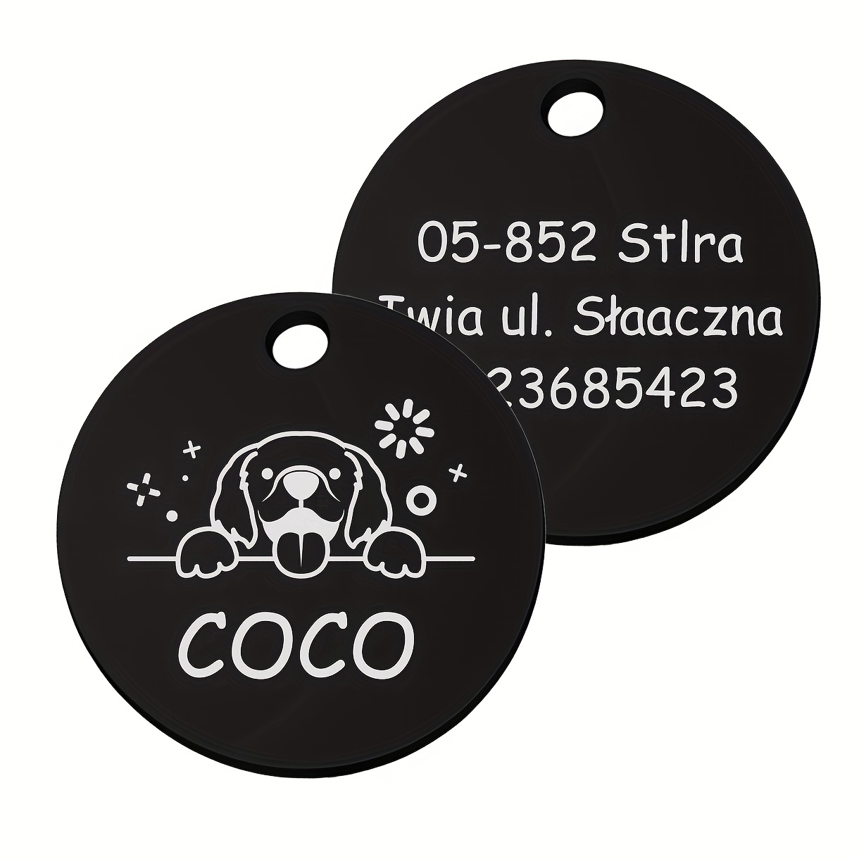 Customized Round Dog Tag with Personalized Information