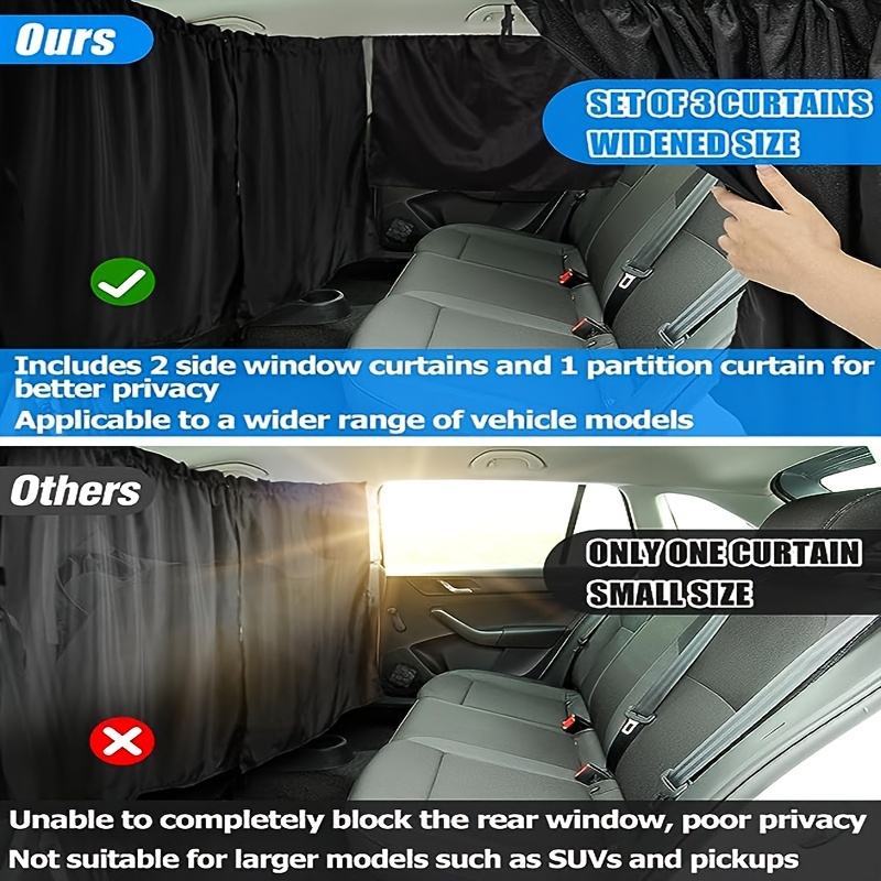 Car Privacy Curtains Universal Car Divider Curtain Between Rear Seat Auto  Blackout Curtains Car Sun Shades Side Window Covers