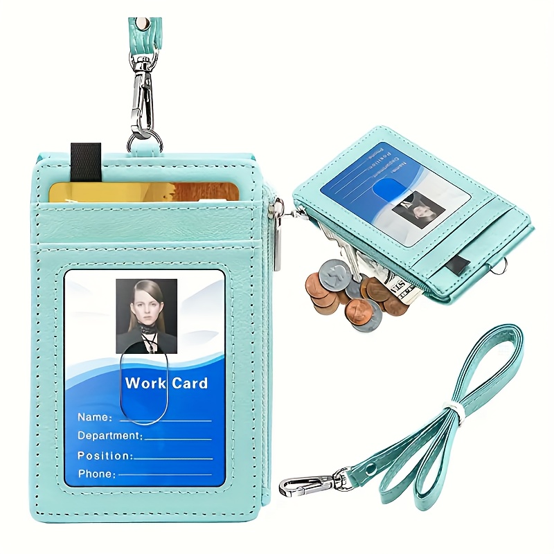 Badge+Holder+With+ZIPPER+ELV+PU+Leather+ID+Card+Wallet+5+Slots+