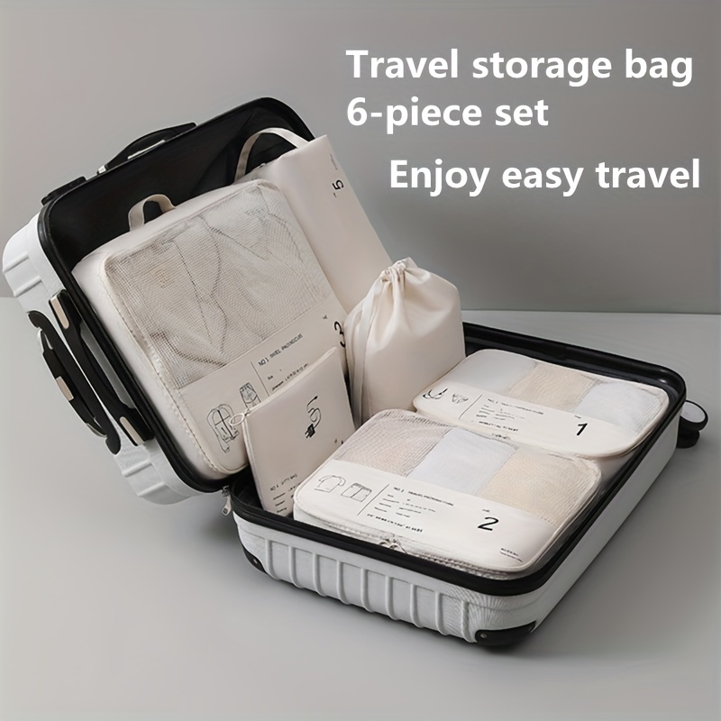 3/6Pcs Compressed Packing Cubes Travel Storage Set Portable Mesh
