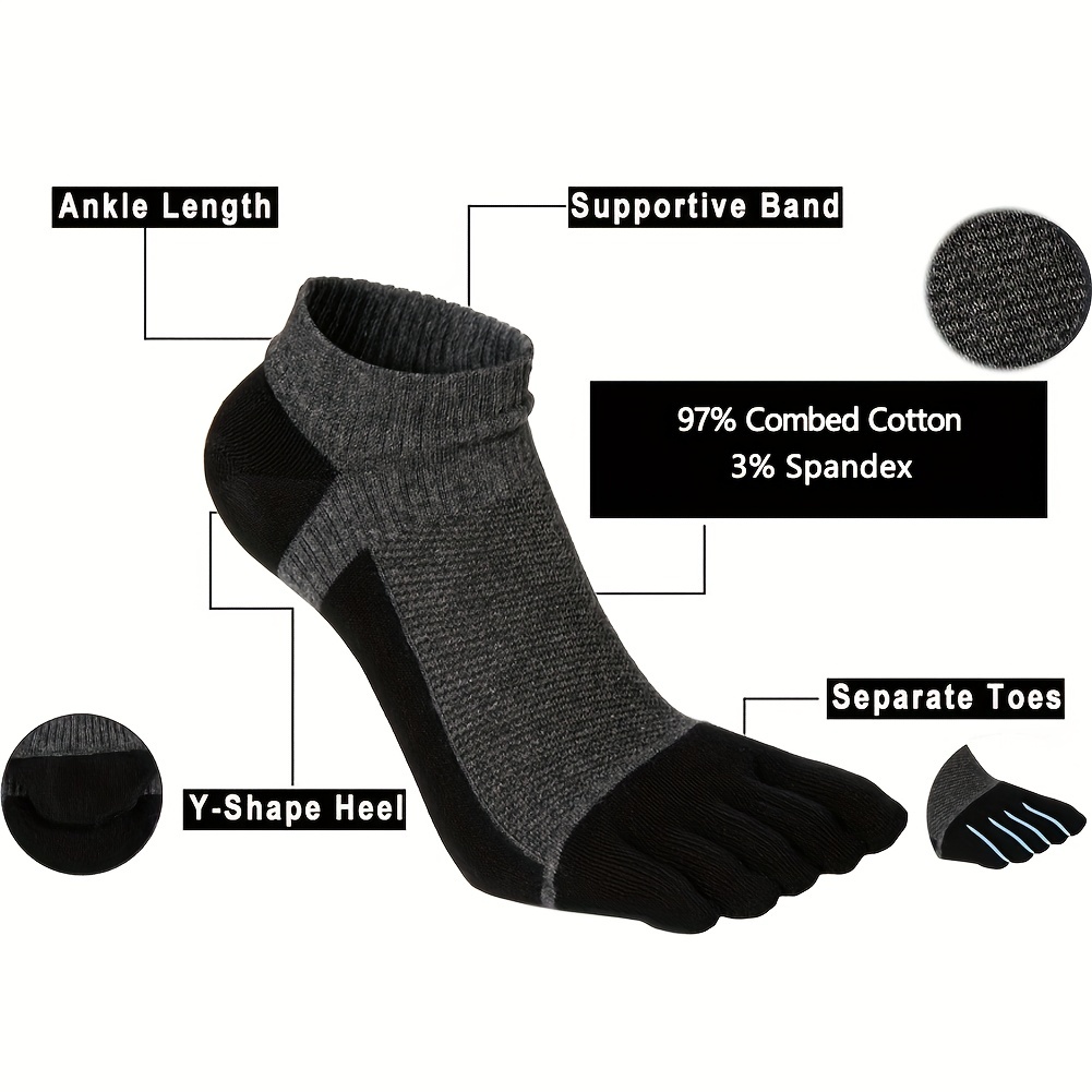 Black-5 pairs, Men's 5 Finger Socks Socks with Separate Toes, Men's Toe  Socks Five Fingers Sock