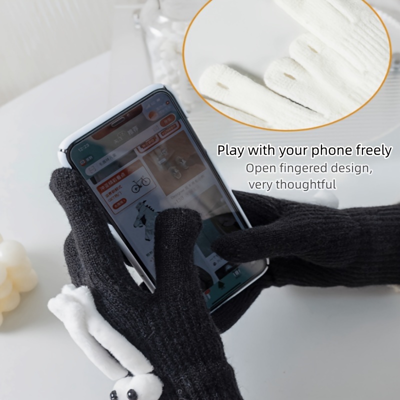 1 ペア面白い 3D 磁気手持ち人形肥厚ニット手袋、冬のアウトドアスポーツ用の防寒暖かい手袋、クリスマスのギフトに最適