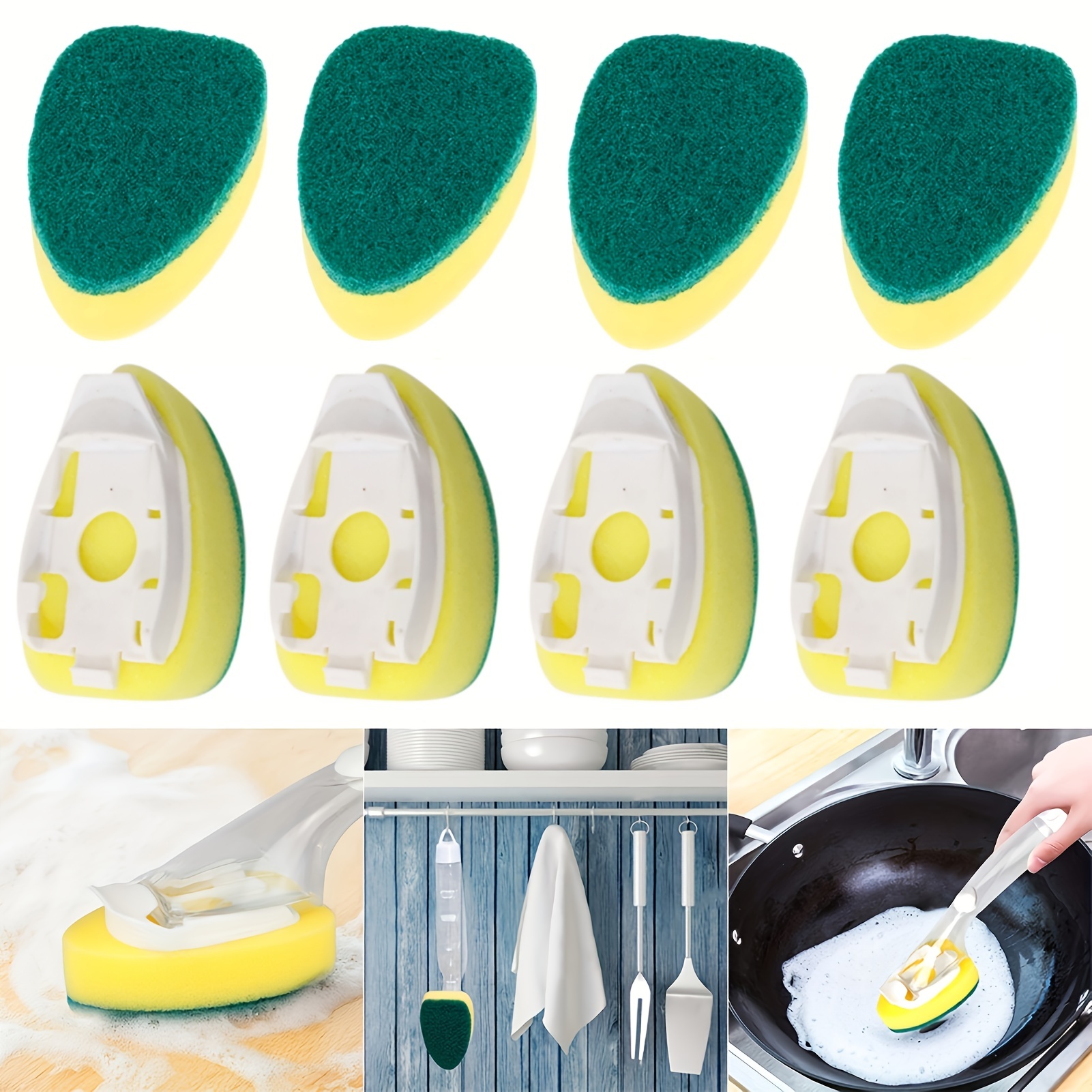 Dishwand Refill Replacement Heads Sponge Brush Dish Scrubber Pads For  Kitchen Sink - Temu