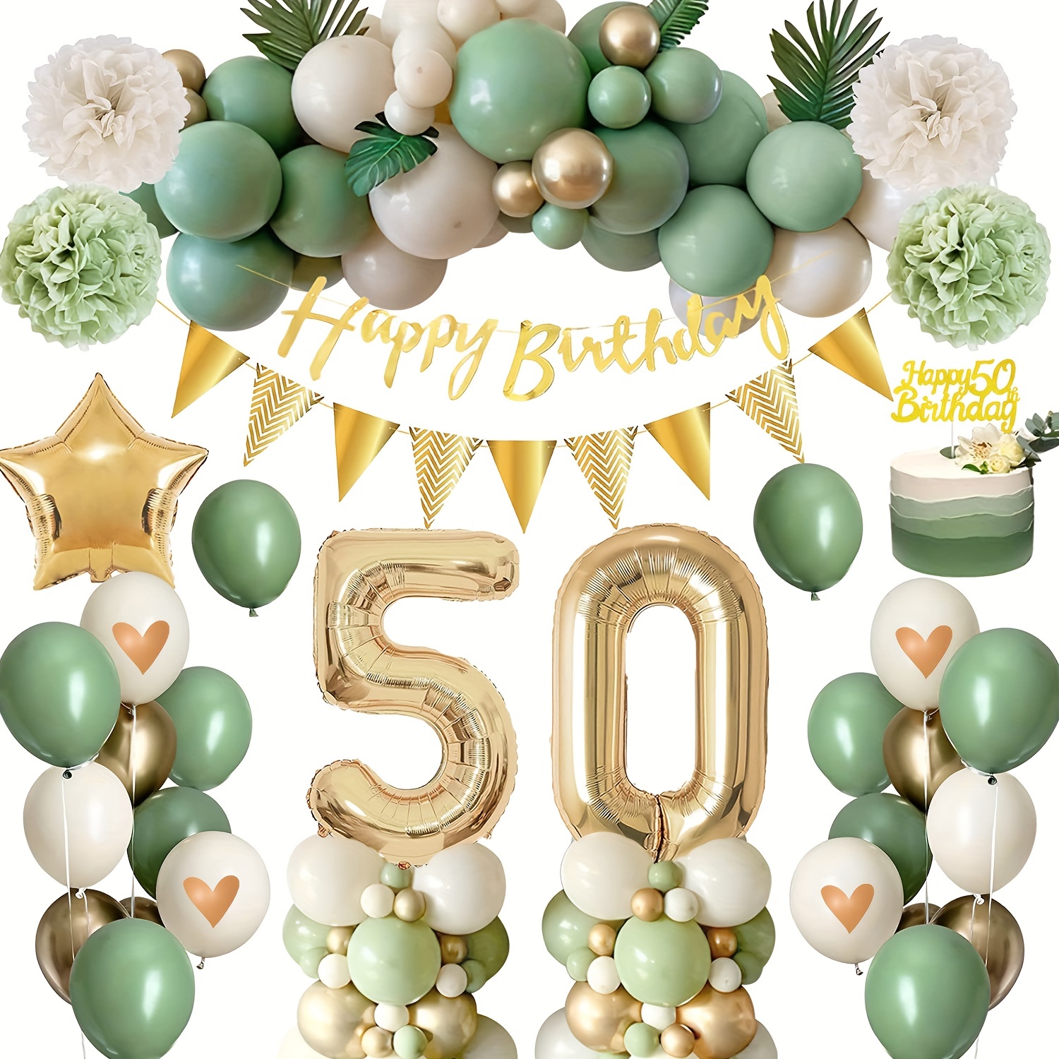 Set Globo 50 Cumpleaños Verde Decoración De Cumpleaños 50 - Temu Chile