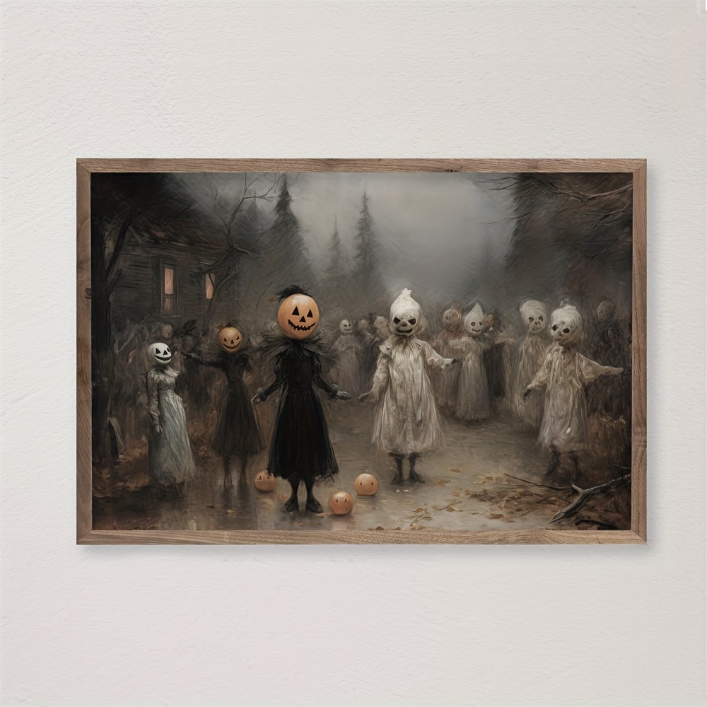 Canvas Poster Modern Art Halloween Wall Art Spooky Character Temu