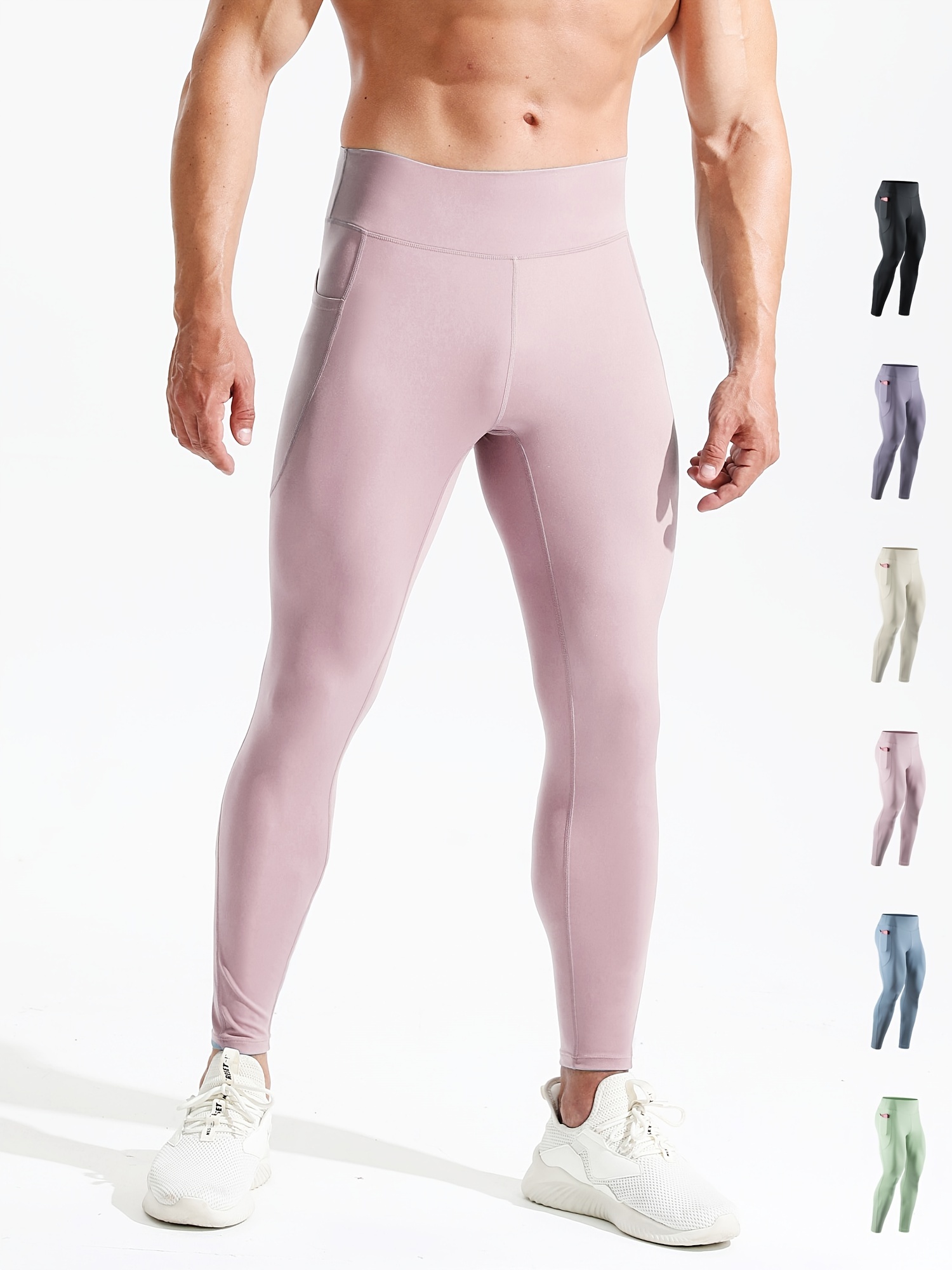 Men's High Waist Compression Legging Breathable Tights Sports Underlay Pants