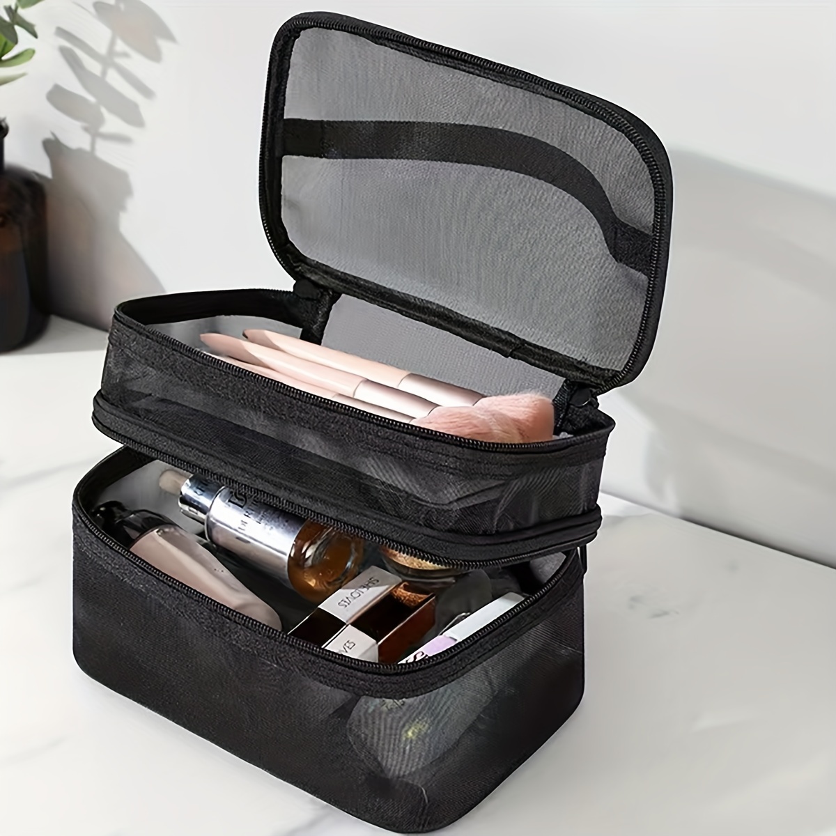 Travel Cosmetic Zipper Satchel Bag Lightweight Versatile - Temu