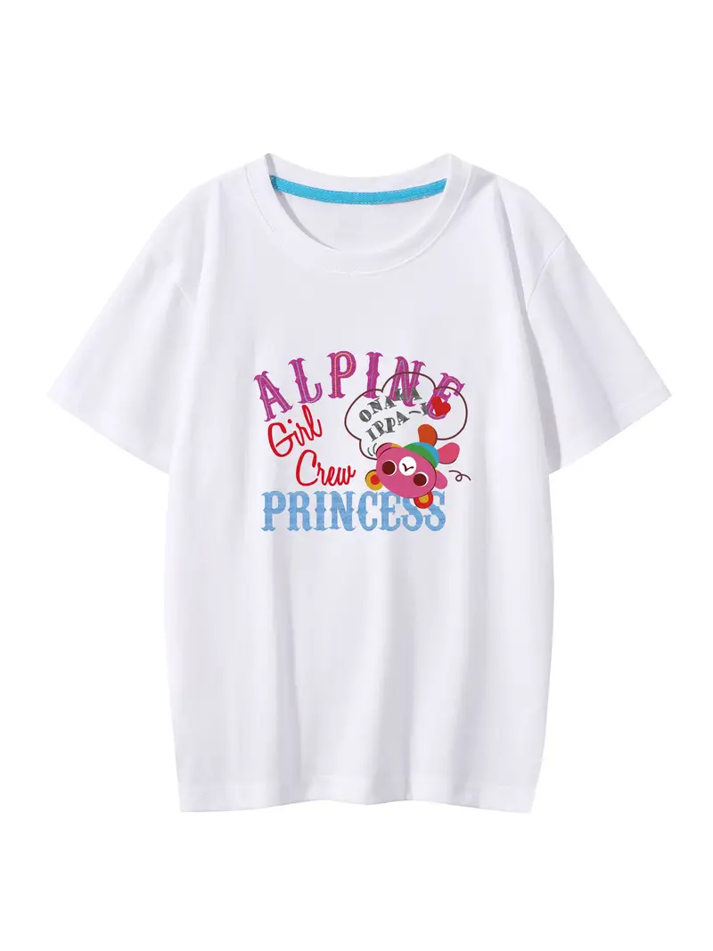 Princess'' Print Girls Graphic Short Sleeve T shirt - Temu