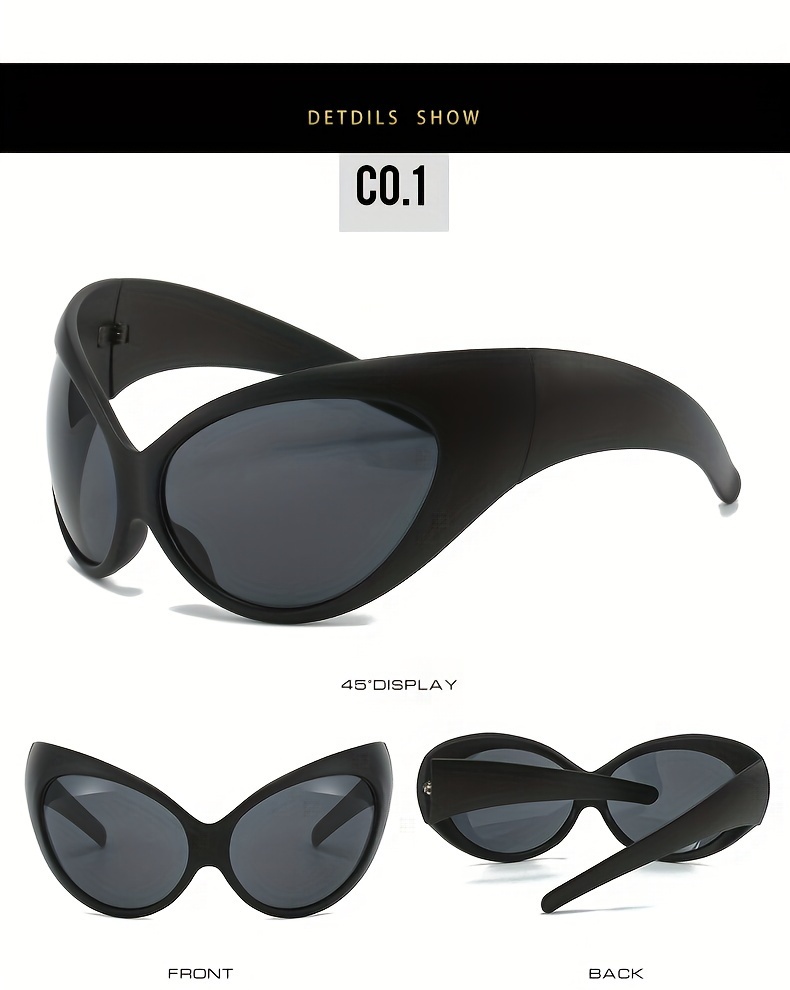 Unique Exquisite Y2k Punk Wrap Around Sunglasses Cat Eye Frame