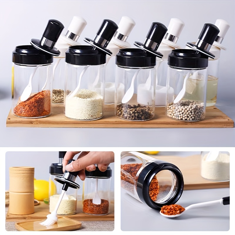 6pcs Refillable Stackable Spice Jars For Camping, RV, And Outdoor Cooking -  Tower Shape Condiment Jars For Traveling - BBQ Kitchen Accessories