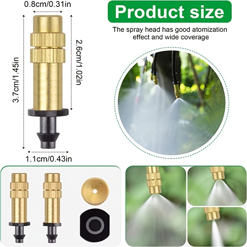 Buse d'atomisation élevée entièrement en cuivre buse haute pression  réglable buse de refroidissement dépoussiérage buse d'arrosage de jardin